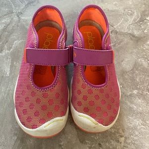 PLAE shoes size 11.  Purple and orange.